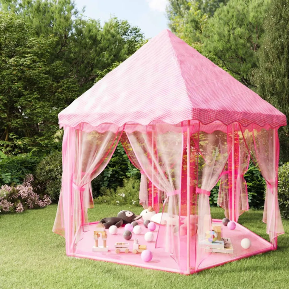 vidaXL Prinsessenspeeltent met 250 Ballen 133x140 cm roze