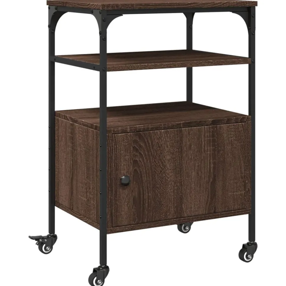 vidaXL Printerkastje 3-laags 50x40x76 cm bewerkt hout bruin eiken