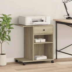 vidaXL Printerkastje met wielen 60x40x68,5 cm sonoma eikenkleurig