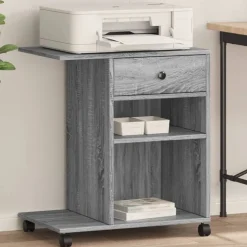 vidaXL Printerkastje met wielen 60x40x68,5 cm grijs sonoma eikenkleur