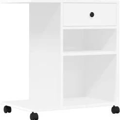 vidaXL Printerkastje met wielen 60x40x68,5 cm wit