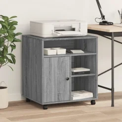 vidaXL Printerkastje met wielen 60x50x67 cm grijs sonoma eikenkleur