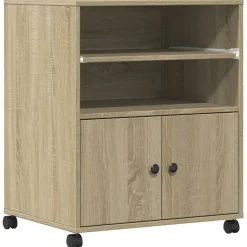 vidaXL Printerkastje met wielen 60x48x74 cm sonoma eikenkleurig
