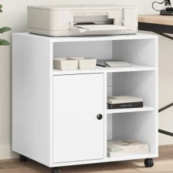vidaXL Printerkastje met wielen 60x50x67 cm wit