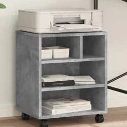 vidaXL Printerkastje met wielen 41x32x48 cm betongrijs