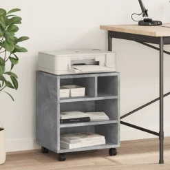 vidaXL Printerkastje met wielen 41x32x48 cm betongrijs