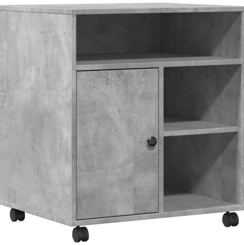 vidaXL Printerkastje met wielen 60x50x67 cm betongrijs