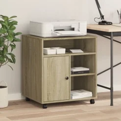 vidaXL Printerkastje met wielen 60x50x67 cm sonoma eikenkleurig