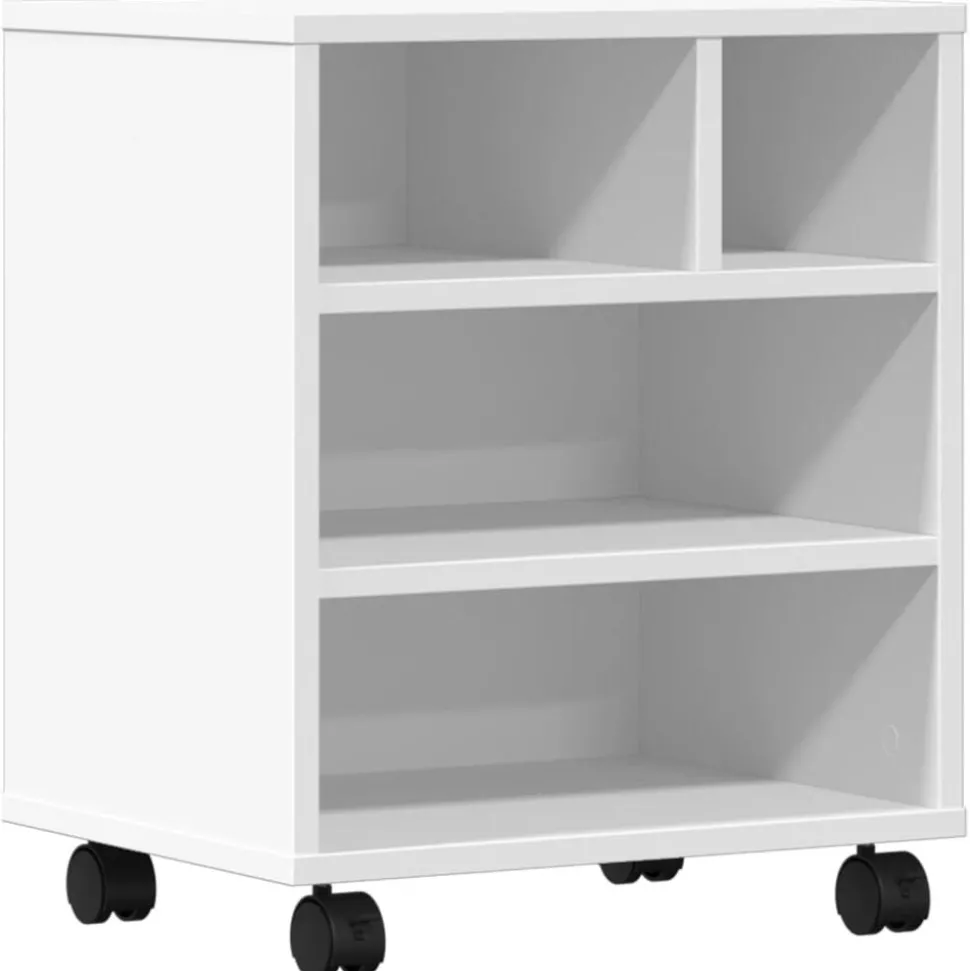 vidaXL Printerkastje met wielen 41x32x48 cm wit