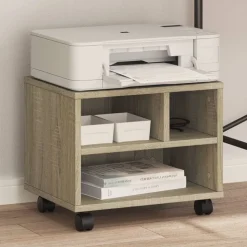 vidaXL Printerkastje met wielen 41x32x34,5 cm sonoma eikenkleurig