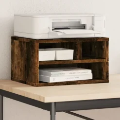 vidaXL Printerkastje 40x32x22,5 cm bewerkt hout gerookt eikenkleurig