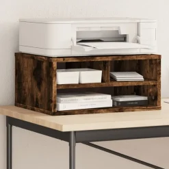 vidaXL Printerkastje 49x40x22,5 cm bewerkt hout gerookt eikenkleurig