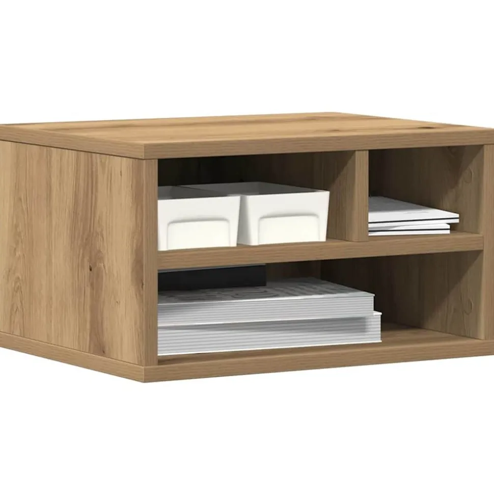 vidaXL Printerstand Artisan Eiken 40 x 32 x 22,5 cm Bewerkt hout