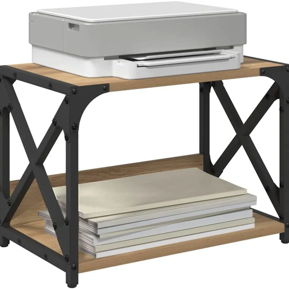 vidaXL Printerstand Artisan Eiken 44 x 26 x 31,5 cm Bewerkt hout