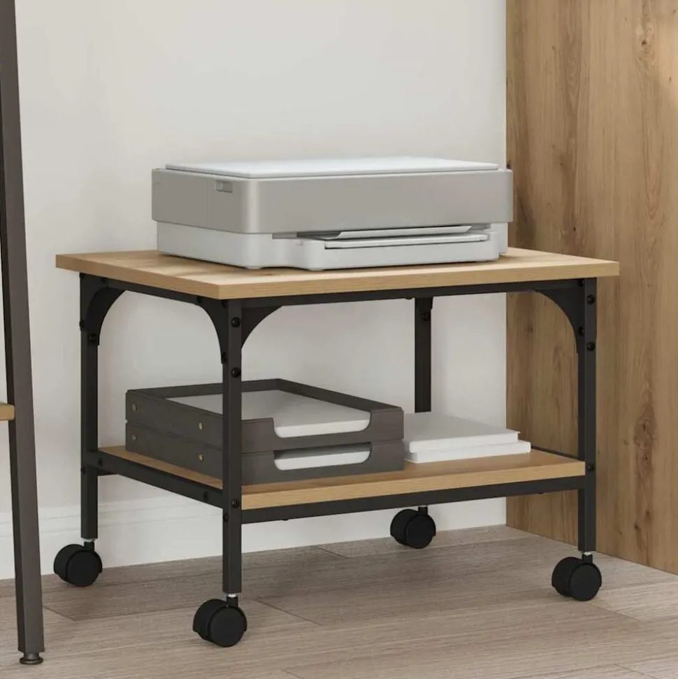 vidaXL Printerstand Artisan Eiken 50 x 40 x 38 cm Bewerkt hout