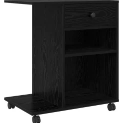 vidaXL Printerstand Effen Zwart Eiken 60 x 40 x 68.5 cm Bewerkt hout