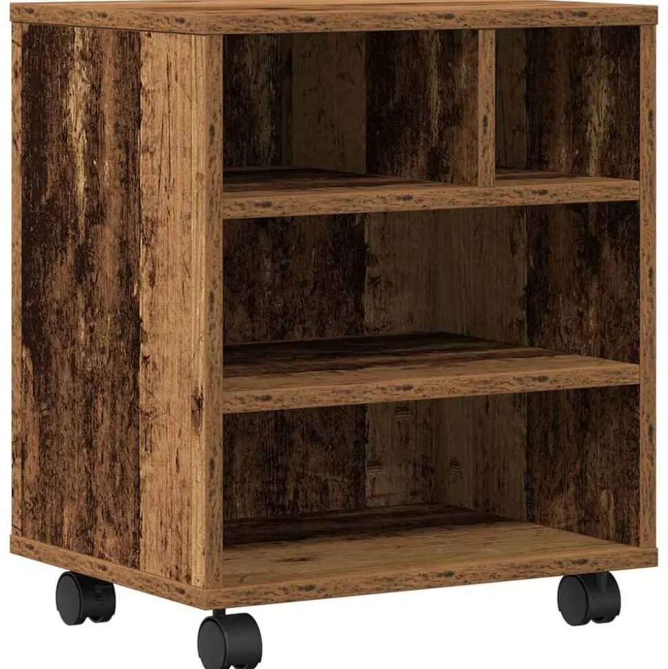 vidaXL Printerstand met opslag Oud hout 41 x 32 x 48 cm Bewerkt hout