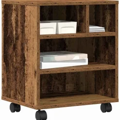 vidaXL Printerstand met opslag Oud hout 41 x 32 x 48 cm Bewerkt hout
