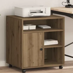 vidaXL Printerstand met opslag artisanaal eikenkleurig 60 x 50 x 67 cm