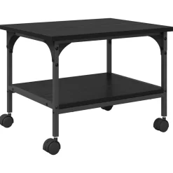 vidaXL Printerstand Zwart Eiken 50 x 40 x 38 cm Bewerkt hout