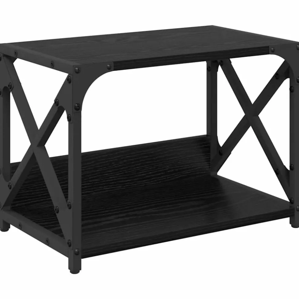vidaXL Printerstand Zwart Eiken 44 x 26 x 31,5 cm Bewerkt hout