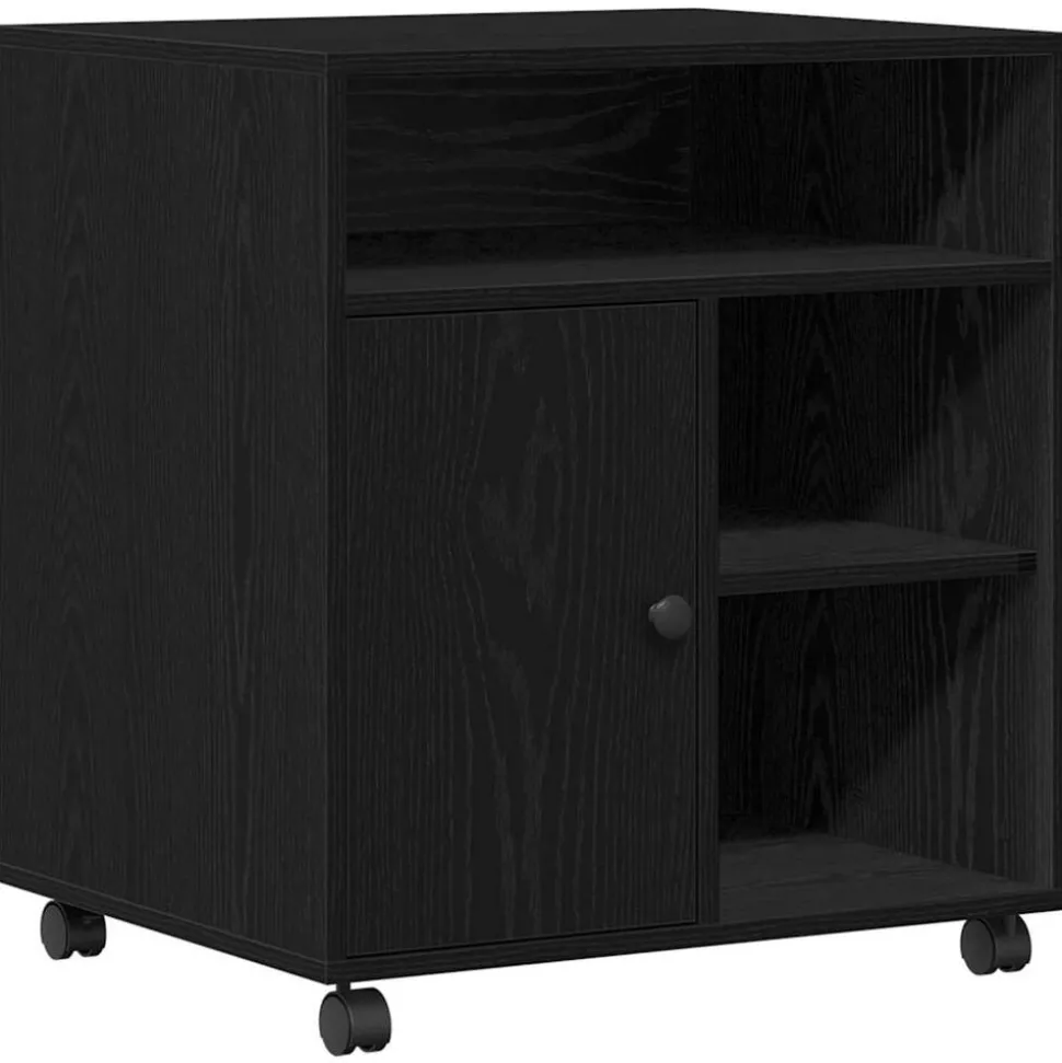 vidaXL Printerstand Zwart eiken 60 x 50 x 67 cm Bewerkt hout