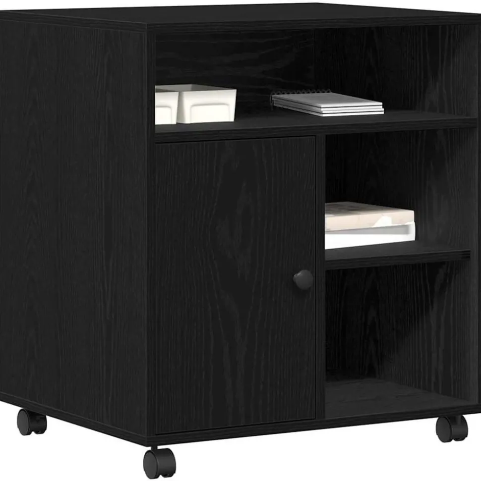 vidaXL Printerstand Zwart eiken 60 x 50 x 67 cm Bewerkt hout