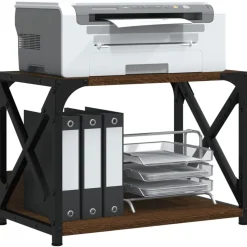 vidaXL Printerstandaard 44x26x31,5 cm bewerkt hout bruin eikenkleur