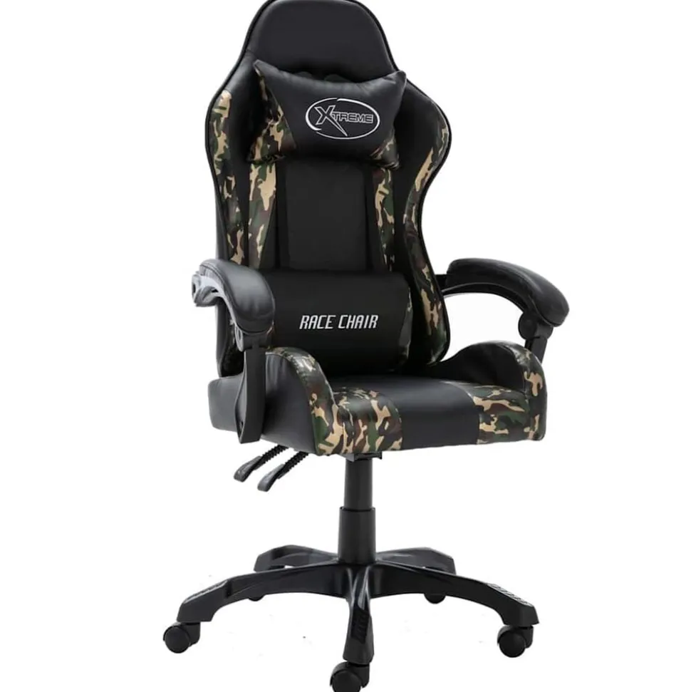 vidaXL Racestoel kunstleer zwart en camouflage