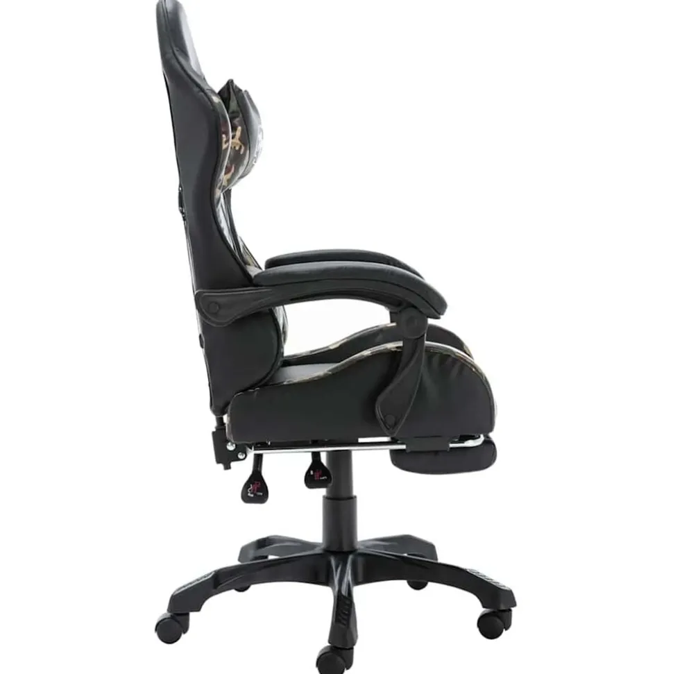 vidaXL Racestoel met voetensteun kunstleer zwart en camouflage