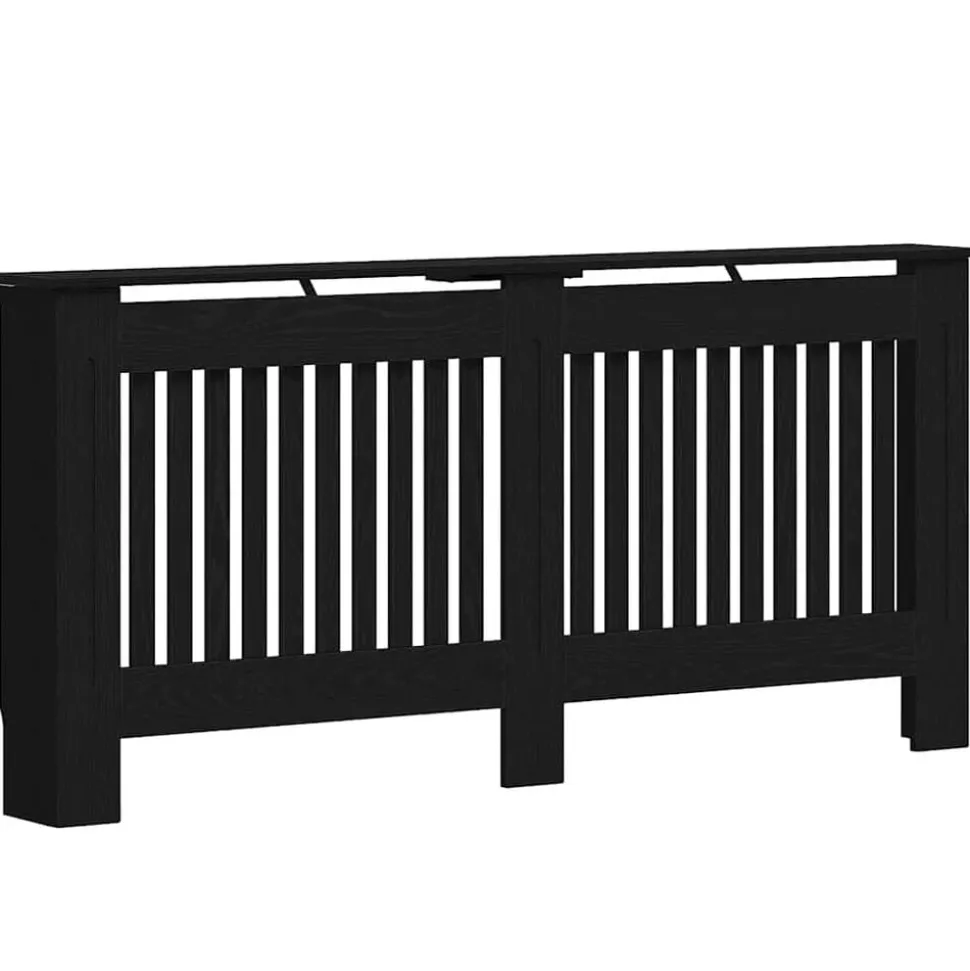 vidaXL Radiatorafdekking Zwart Eiken 172 x 19 x 81,5 cm Bewerkt hout