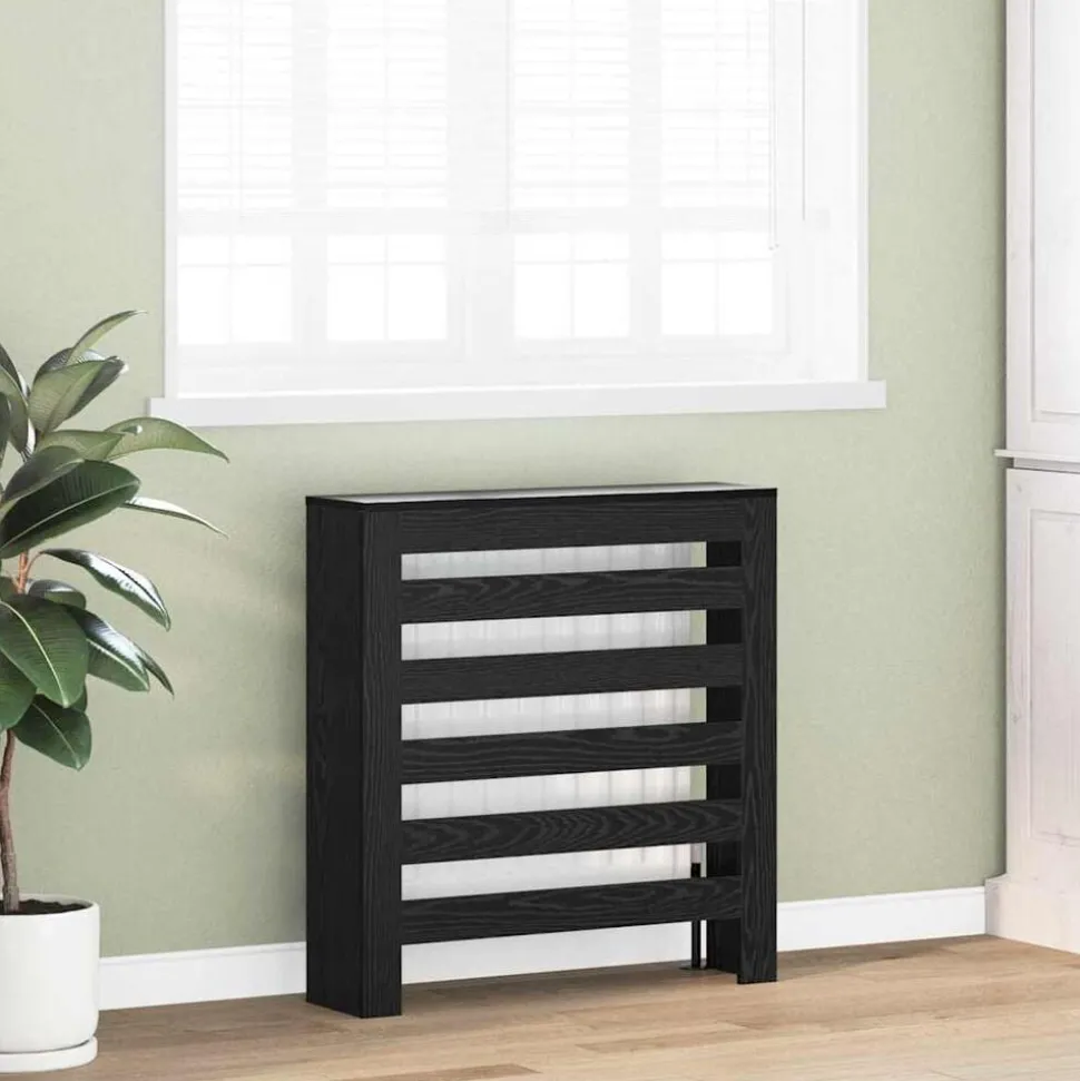 vidaXL Radiatorafdekking Zwart Eiken 78 x 20 x 82 cm Bewerkt hout