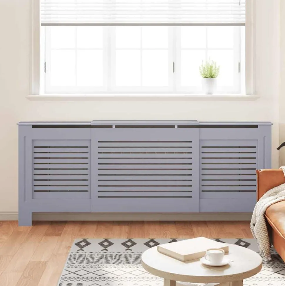 vidaXL Radiatorombouw 205 cm MDF grijs