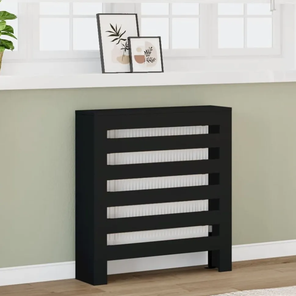 vidaXL Radiatorombouw 78x20x82 cm bewerkt hout zwart