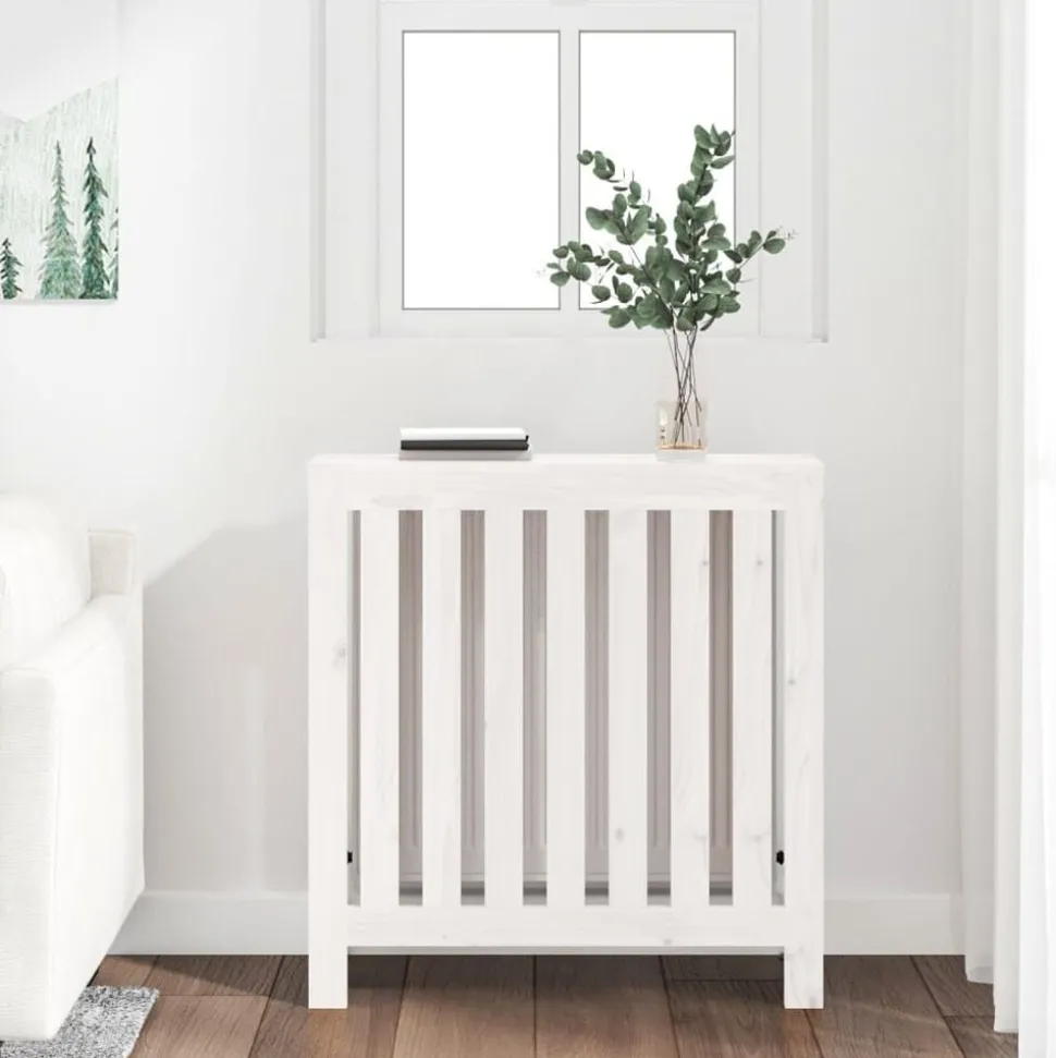 vidaXL Radiatorombouw 79,5x19x84 cm massief grenenhout wit