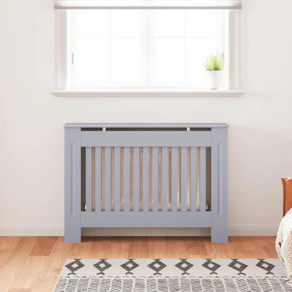 vidaXL Radiatorombouw 112x19x81,5 cm MDF grijs