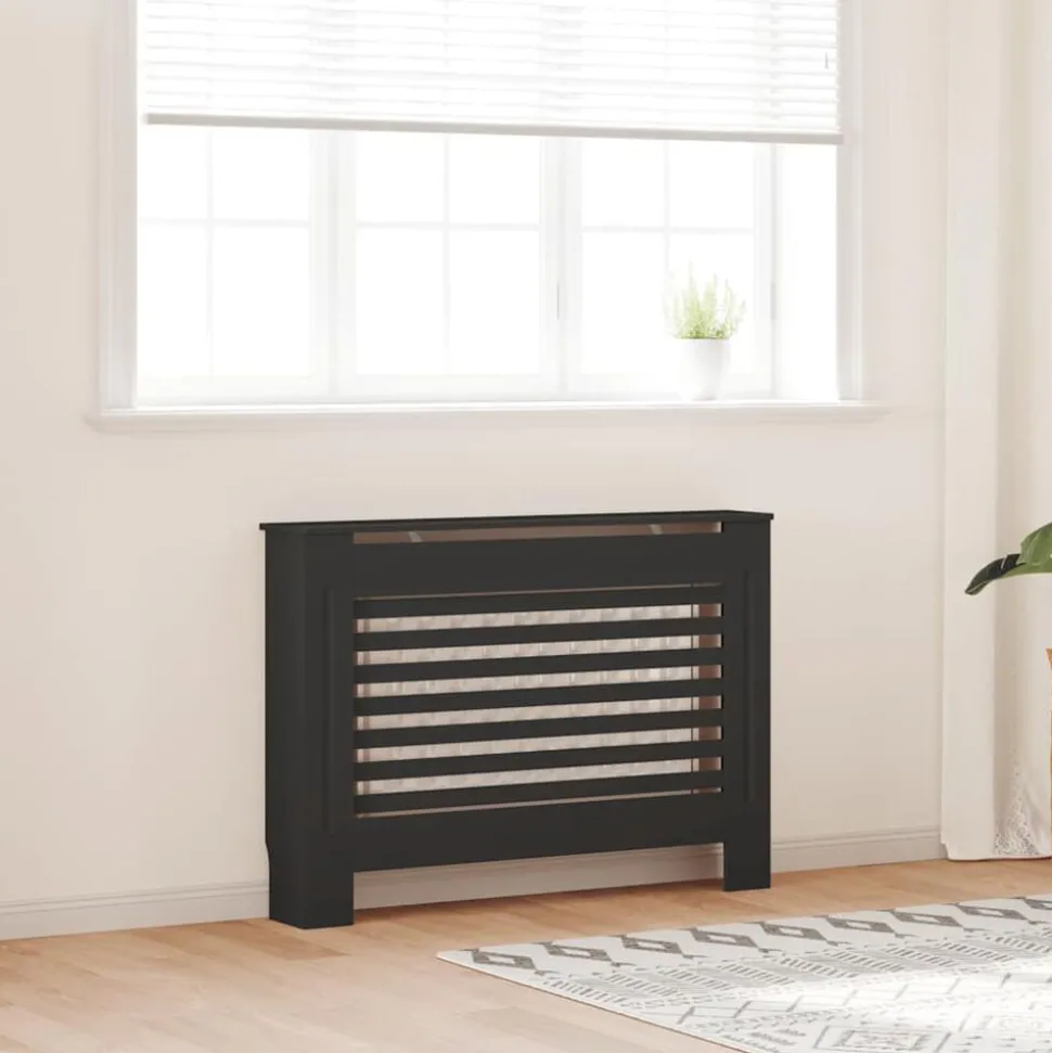vidaXL Radiatorombouw 112x19x81,5 cm MDF zwart