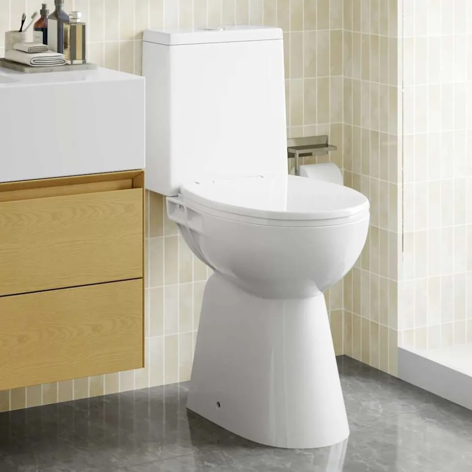 vidaXL Randloos Toilet 7 cm extra hoogte soft-close keramiek wit