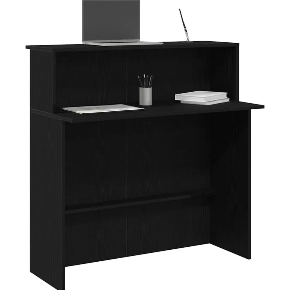 vidaXL Receptiebalie 100x50x103,5 cm bewerkt hout zwart