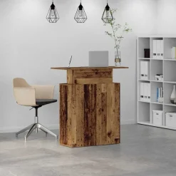 vidaXL Receptiebalie 100x40x104 cm bewerkt hout oud houtkleurig