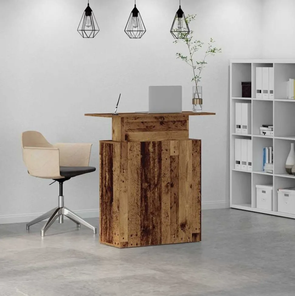 vidaXL Receptiebalie 100x40x104 cm bewerkt hout oud houtkleurig