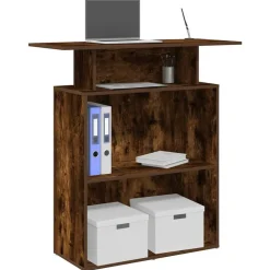 vidaXL Receptiebalie 100x40x104 cm bewerkt hout gerookt eikenkleurig