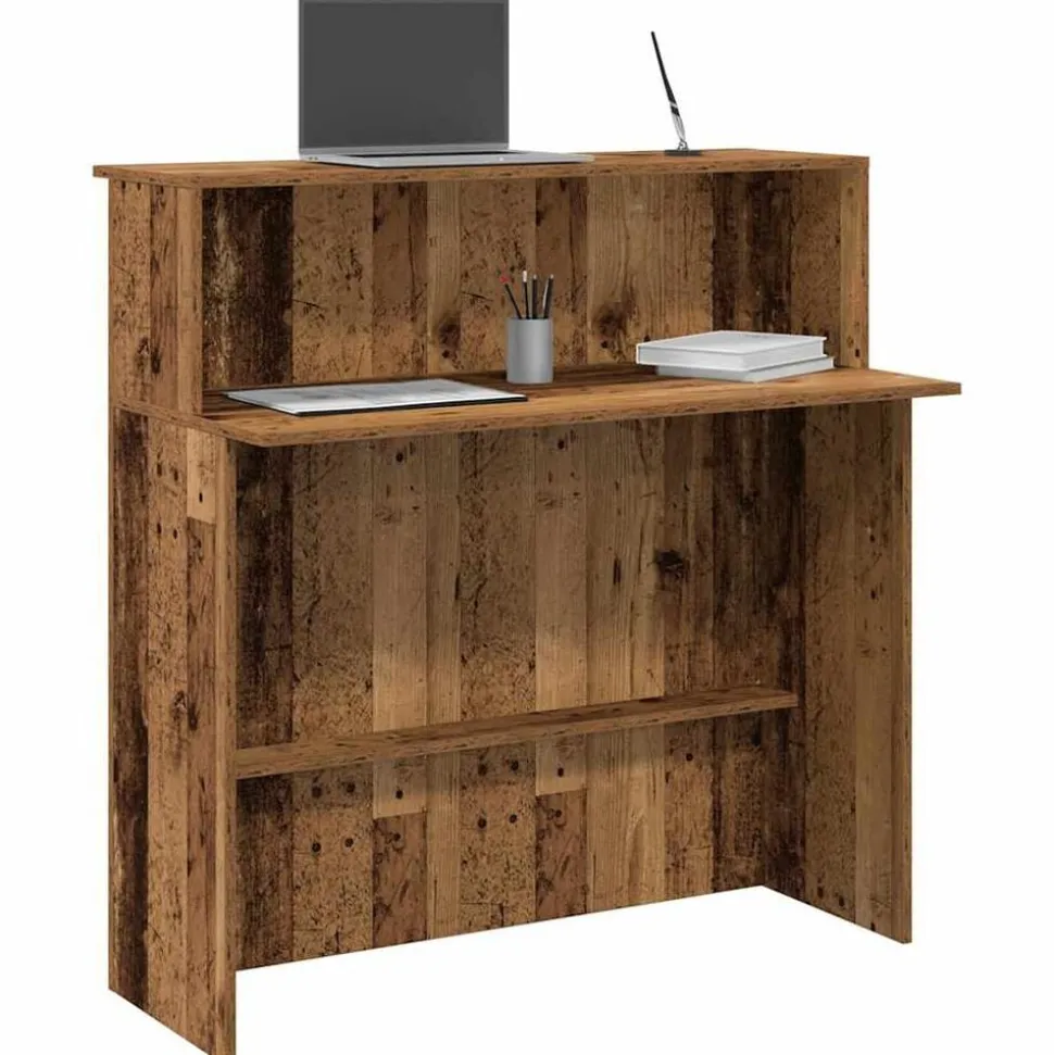 vidaXL Receptiebalie 100x50x103,5 cm bewerkt hout oud houtkleurig