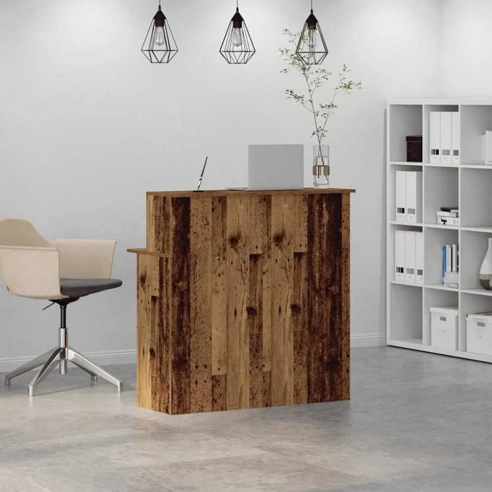 vidaXL Receptiebalie 100x50x103,5 cm bewerkt hout oud houtkleurig