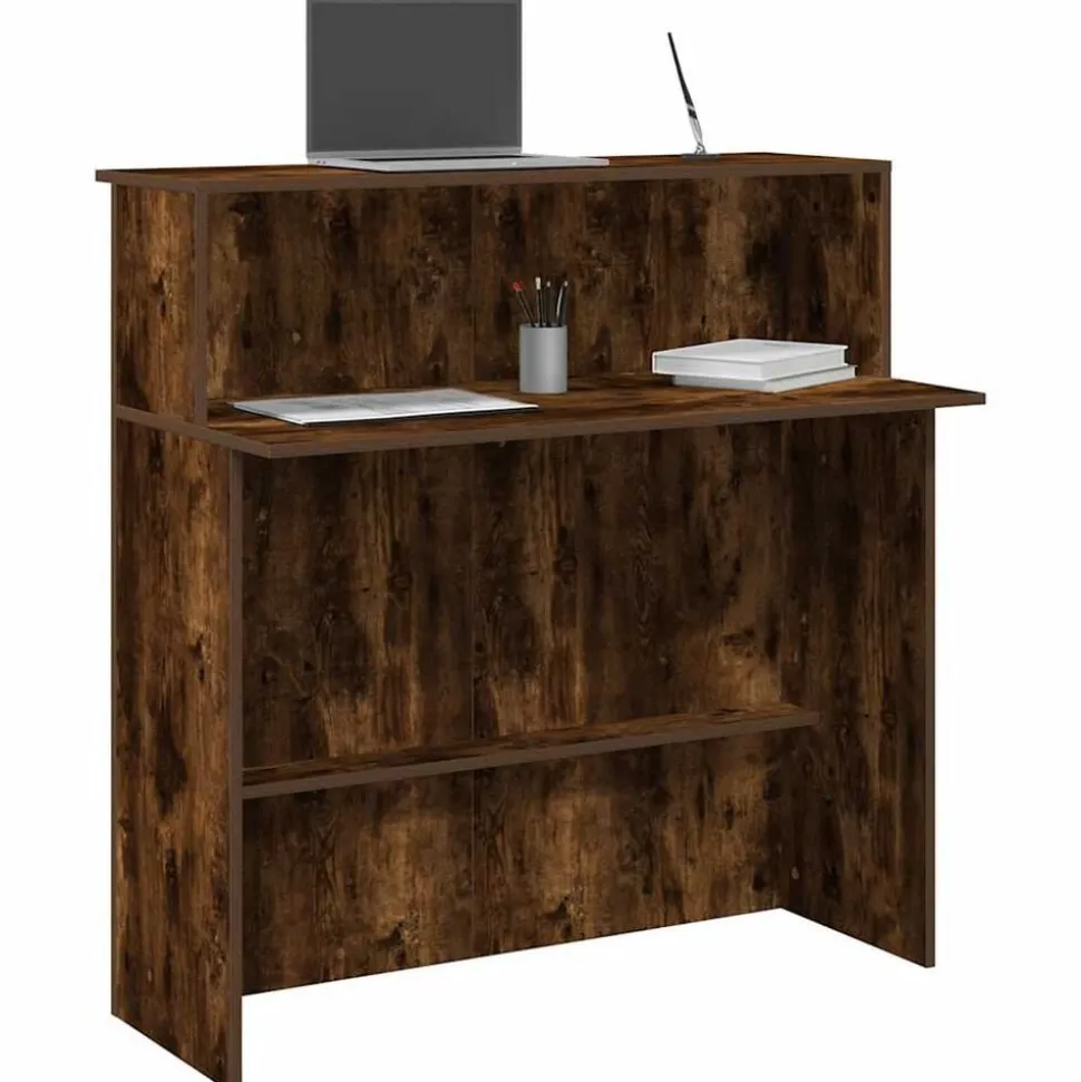 vidaXL Receptiebalie 100x50x103,5 cm bewerkt hout gerookt eikenkleurig
