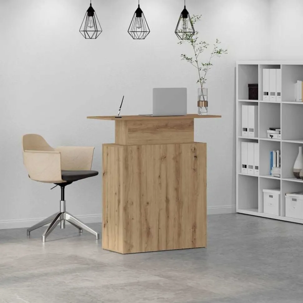 vidaXL Receptiebalie 100x40x104 cm bewerkt hout artisanaal eikenkleur