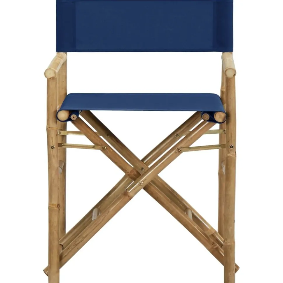 vidaXL Regisseursstoelen 2 st inklapbaar blauw bamboe en stof