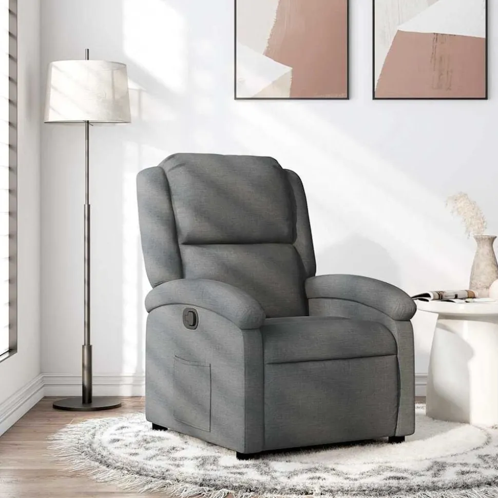 vidaXL Relaxfauteuil Donkergrijze Stof