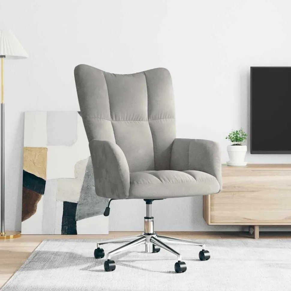 vidaXL Relaxstoel fluweel lichtgrijs