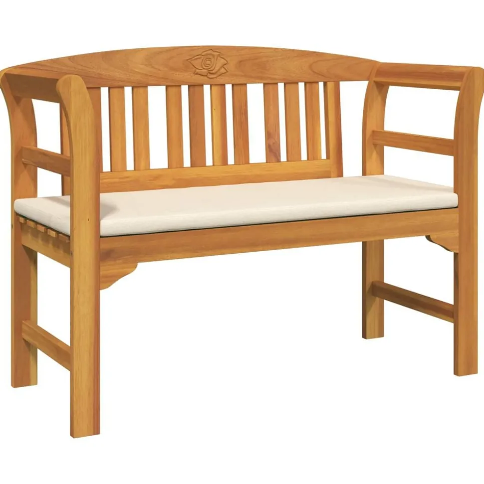vidaXL Rozenbank Crème Wit 114 x 46 x 82,5 cm Massief Acaciahout